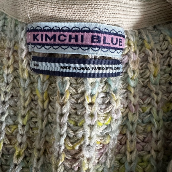 Kimchi Blue V-Neck Sweater in Green and Cream - Picture 3 of 7